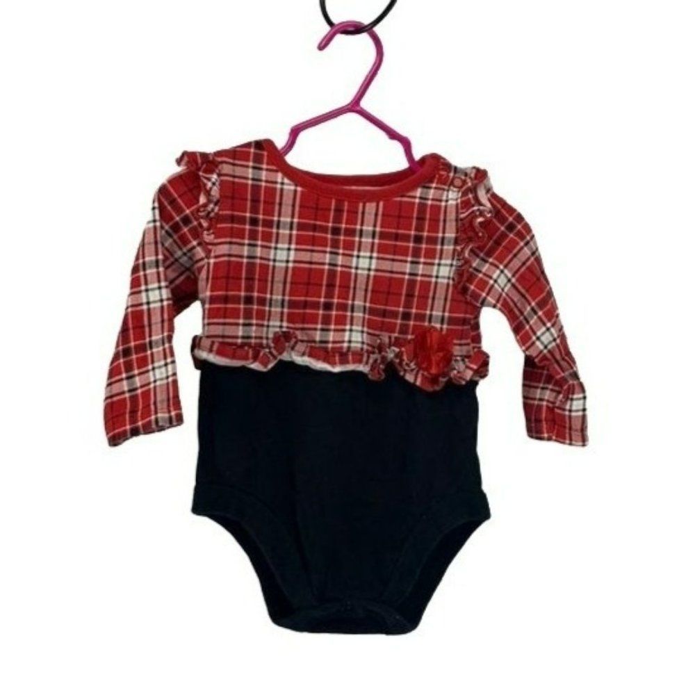 Garanimals Girls One Piece Red And Black‎ Plaid 6-9 Months Romper